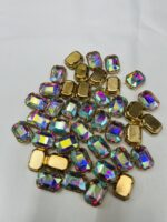 Rectangle Emerald-Cut Clip Stones | Gold Frame Aari & Jewelry Embellishments(10x14)(20Pc) - Image 11