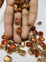 Rectangle Emerald-Cut Clip Stones | Gold Frame Aari & Jewelry Embellishments(8x10)(20Pc) - Image 17