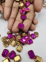 Rectangle Emerald-Cut Clip Stones | Gold Frame Aari & Jewelry Embellishments(8x10)(20Pc) - Image 16
