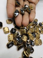 Rectangle Emerald-Cut Clip Stones | Gold Frame Aari & Jewelry Embellishments(8x10)(20Pc) - Image 15