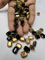 Rectangle Emerald-Cut Clip Stones | Gold Frame Aari & Jewelry Embellishments(8x10)(20Pc) - Image 14