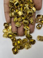 Rectangle Emerald-Cut Clip Stones | Gold Frame Aari & Jewelry Embellishments(8x10)(20Pc) - Image 13