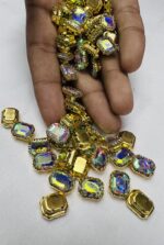 Rectangle Emerald-Cut Clip Stones | Gold Frame Aari & Jewelry Embellishments(8x10)(20Pc) - Image 21