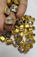 Rectangle Emerald-Cut Clip Stones | Gold Frame Aari & Jewelry Embellishments(8x10)(20Pc) - Image 10