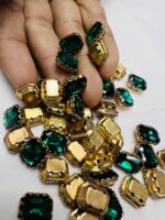 Rectangle Emerald-Cut Clip Stones | Gold Frame Aari & Jewelry Embellishments(8x10)(20Pc) - Image 9