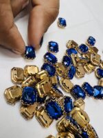 Rectangle Emerald-Cut Clip Stones | Gold Frame Aari & Jewelry Embellishments(8x10)(20Pc) - Image 8