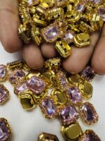 Rectangle Emerald-Cut Clip Stones | Gold Frame Aari & Jewelry Embellishments(8x10)(20Pc) - Image 7