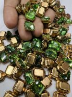 Rectangle Emerald-Cut Clip Stones | Gold Frame Aari & Jewelry Embellishments(8x10)(20Pc) - Image 6