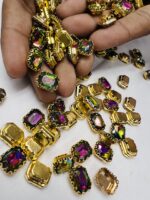 Rectangle Emerald-Cut Clip Stones | Gold Frame Aari & Jewelry Embellishments(8x10)(20Pc) - Image 20
