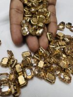 Rectangle Emerald-Cut Clip Stones | Gold Frame Aari & Jewelry Embellishments(8x10)(20Pc) - Image 4