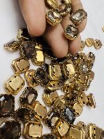 Rectangle Emerald-Cut Clip Stones | Gold Frame Aari & Jewelry Embellishments(8x10)(20Pc) - Image 2