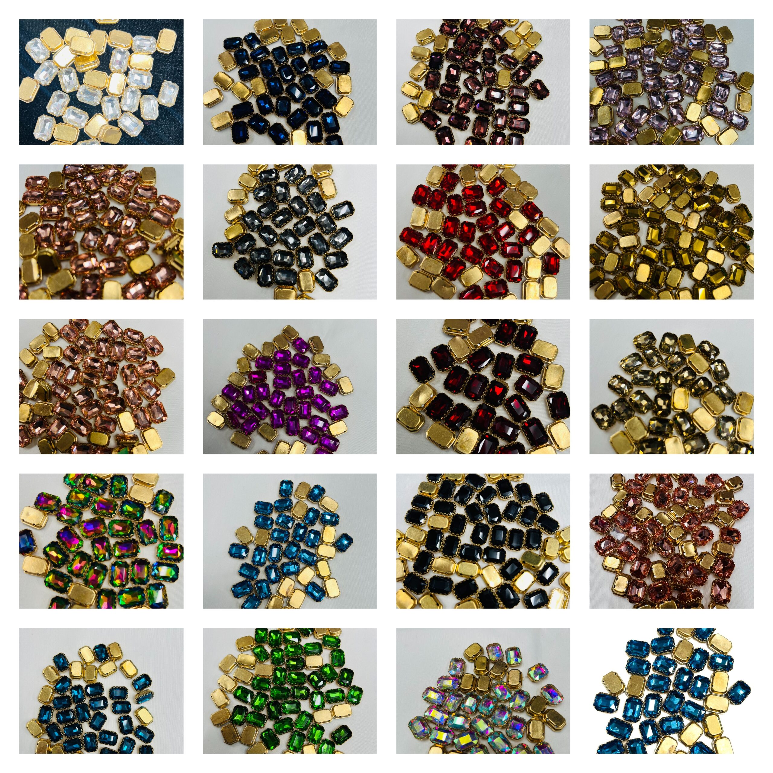 MixCollage-10-Feb-2026-12-50-PM-3794 Rectangle Emerald-Cut Clip Stones | Gold Frame Aari & Jewelry Embellishments(10x14)(20Pc) - Image 1