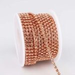 Premium Crystal Stone Chain – Flexible Copper-Tone Rhinestone Cup Chain Trim for Jewelry Making, DIY Crafts, and Garment Embellishments (18PP)