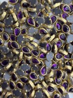 Teardrop Kundan Stones in Gold-Finished Settings (6x8)(50g) - Image 6