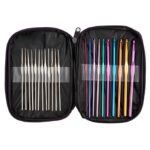 Cutebox 22pcs Mixed Aluminum Handle Crochet Hooks, Ergonomic Knitting Knit Needles, Weave Yarn Set, 0.6~6.5mm