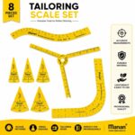 8-Piece Tailoring Scale Set for Blouse Cutting & Pattern Making | Sewing Ruler Kit with Blouse Sleeve Scale, Armhole Scale & 5 Blouse Plate Scales | Dress Designing Measuring Tools for Tailors